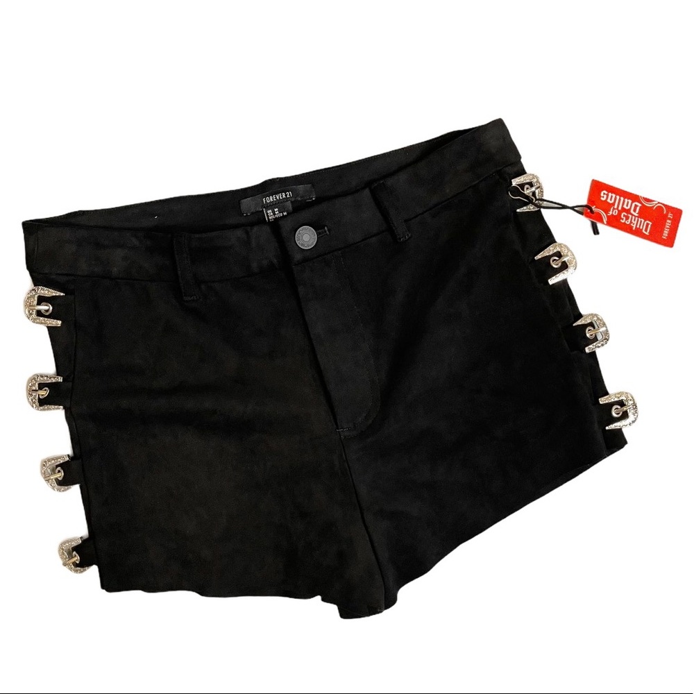 Forever 21 Dukes of Dallas microsuede buckle mini shorts